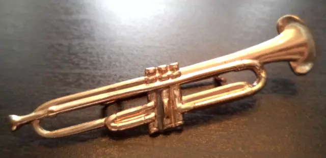 Stunning Vintage Estate Trumpet Trombone Instrument 2 1/4" Brooch!!! 1610W