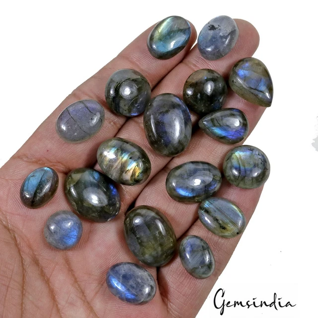203.60 Ct/18 Pcs Natural Untreated Blue Shine Labradorite Mix Cab Loose Gems Lot