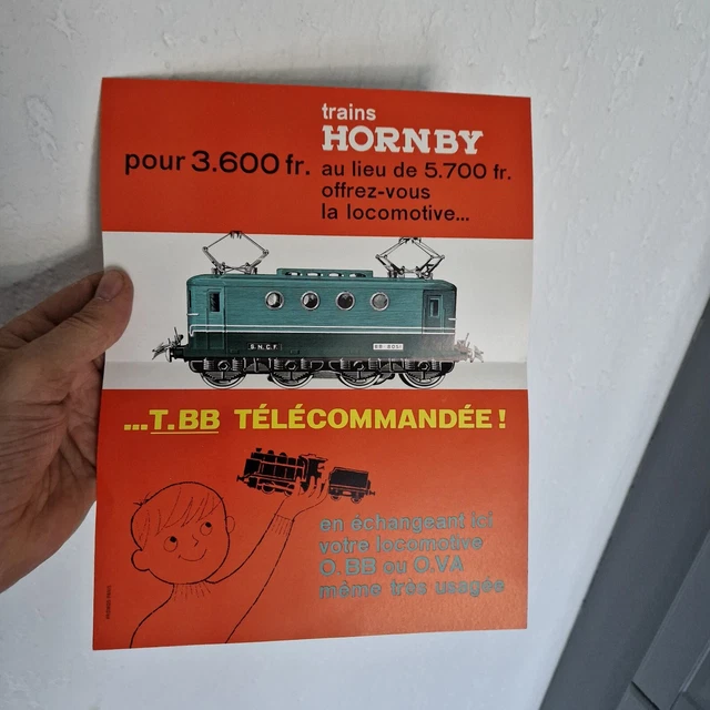 VÉRITABLE AFFICHETTE HORNBY échelle 0 , 1960 échange pour la nouvelle