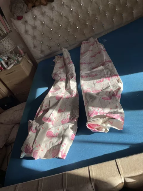 Coppia di tende rosa fenicotteri Laura Ashley lunghe 6 piedi nuove oscuranti