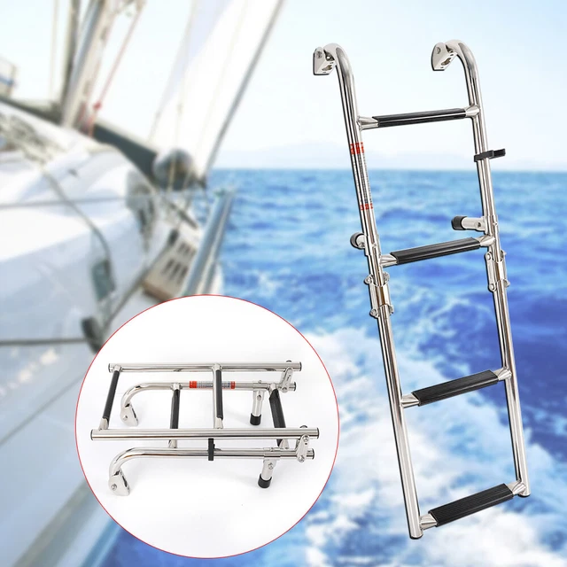 MARINE CITY 304 Stainless Steel Foldable Boarding Ladder - Sleek