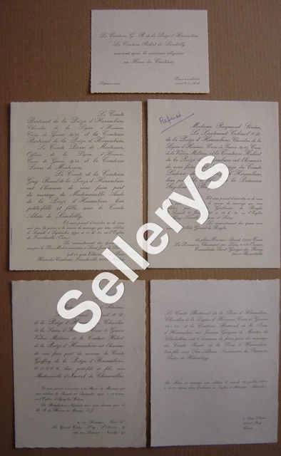LOT 4 FAIREPART de mariage de la Famille du Comte de la Poëze d