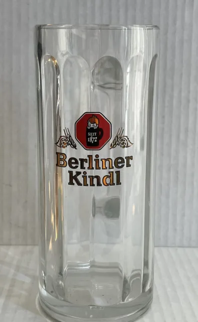 Vintage Berliner Kindl Dimple German Glass Beer Mug .4L Berlin Brewery 7”