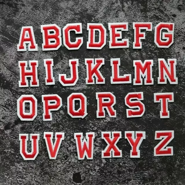 Red Letter Patch Patches Iron on / Sew on Retro Alphabet Embroidery Clothes