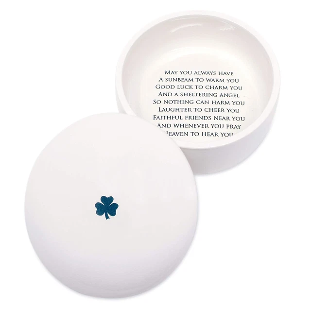 - Baptism Gift or First Communion Gift, Ceramic Keepsake Box with Irish Blessing