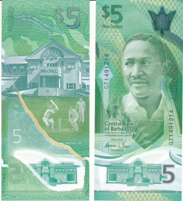 Barbados - 5 Dollars 2022 UNC - Pick New, Polymer