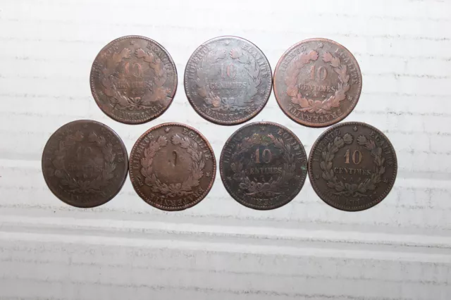 lot de 7 monnaies de 10 centimes cérès en bronze