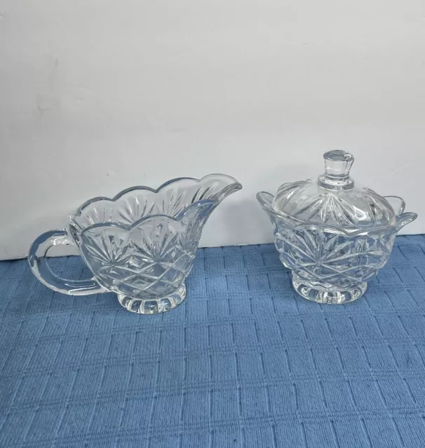 Shannon Crystal Godinger Sugar Bowl With Lid And Creamer Set Scalloped New