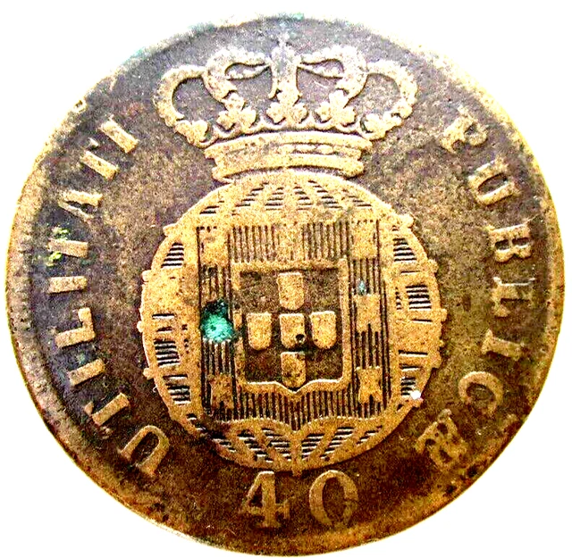 Portugal Coin, 40 Reis 1822, Pataco, Joao Vi