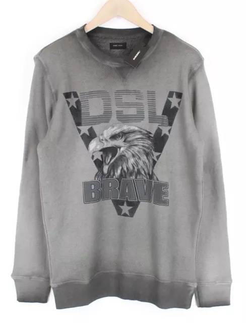 Diesel Hommes Sweat A-Joe-Ad Pull M Pull Logo Gris Ras Cou Aigle Logo