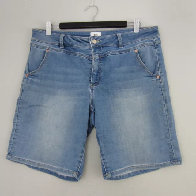 Just Jeans Shorts Womens 14 Blue Denim Cotton Knee Stretch Faded Pockets