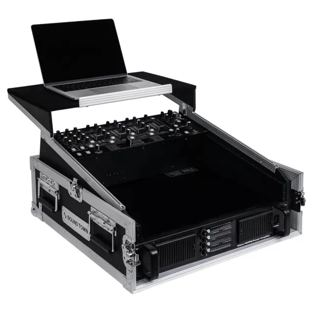 Sound Town 2U Glide Style Case with 11U Slant Mixer 20” Rackable Depth STMR-2ULT