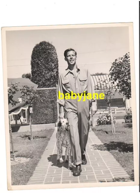 Dick Haymes Original 8X10 Photo Candid At Home Walking His Dog 1945 Double Wgt