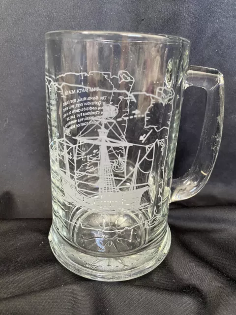 Vintage 1992 Long John Silvers Nautical Beer Mug Santa Maria, Columbus Flag Ship