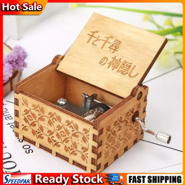Creative Wooden Hand Cranked Music Box for Birthday Party Living Room Decoration