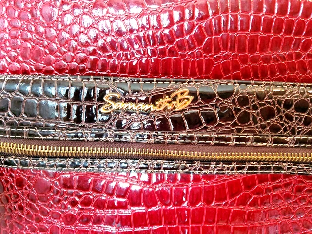 Samantha Brown 22" Red Brown Faux Croc Embossed Spinner Luggage Carryon Classic 3