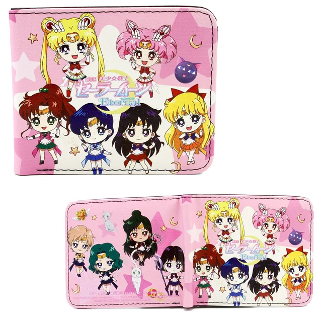 CHIBI SAILORS Sailor Moon 4 in. Bi Fold Wallet (Anime Credit Card Billfold)