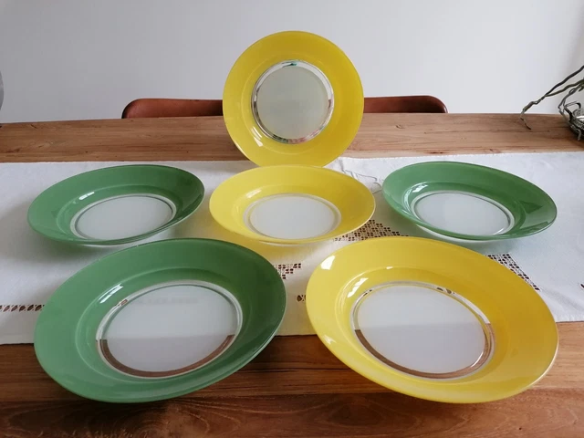 Assiettes creuses Moulins des loups , quadrillage vert