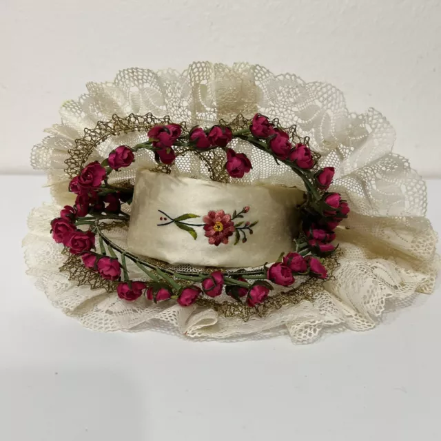 Vintage Rosenadel Lace Rose Pin Hat Victorian Style Headdress Ornate Rare