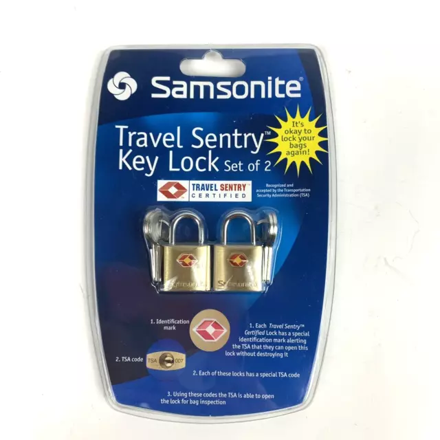 Samsonite Travel Sentry Key Lock Set of 2 NEW Certified TSA Code Accepted Brass