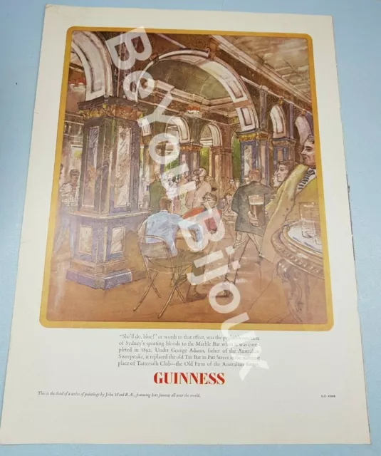 1967 Vintage Guinness Marble Bar "she'll do in Blue" cut out advert