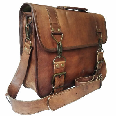 Men's Genuine Leather Vintage Laptop Handmade Briefcase Bag Satchel Messenger