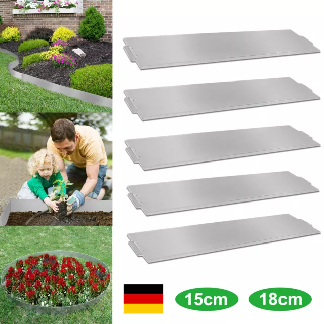 Metall Rasenkante Beetumrandung Beeteinfassung 15/18cm hoch Beetkante Mähkante