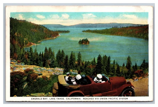 Lake Tahoe CA Emerald Bay Union Pacific System White Border Postcard
