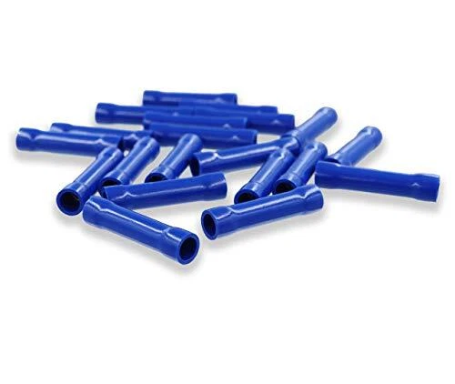 VG_S 50 pcs. of Car Audio/Alarm Wire Butt Connector Blue Vinyl 16-14 AWG Gauge
