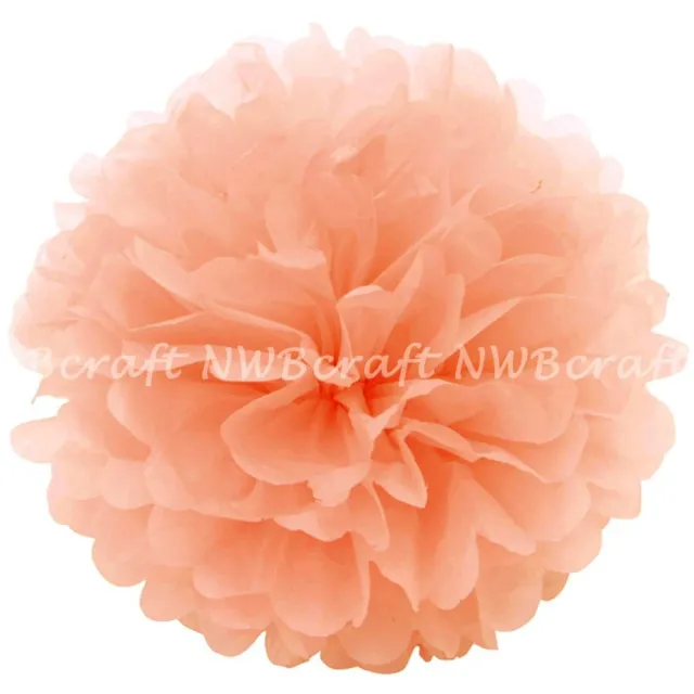 Peach Tissue Paper Pompoms Flower Balls Wedding Party Decoration