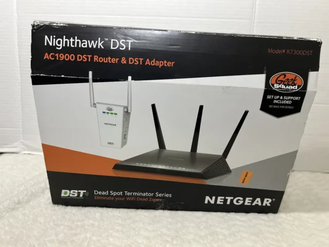 NETGEAR Nighthawk DST AC1900 DST Black Wi-Fi Router & DST Adapter EUC