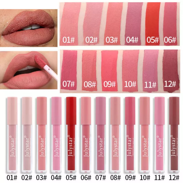 12 Colors Long Lasting waterproof Lipstick velvet Matte Liquid Beauty Make up AU 2