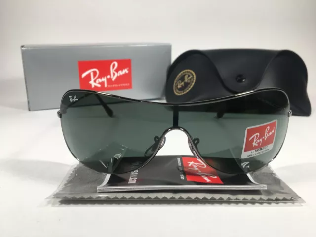 Ray-Ban RB3211 004/71 Highstreet Shield Sunglasses Gunmetal Frame Green Lens
