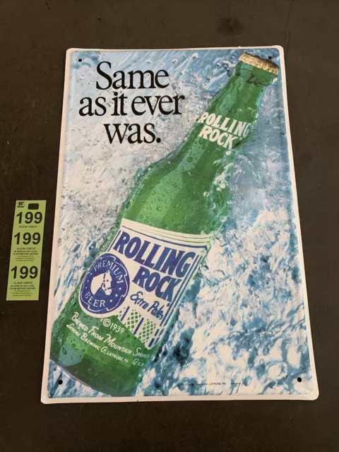 Rolling Rock Extra Pale Beer Same As It Ever Was Metal Beer Sign 18x12” - NOS