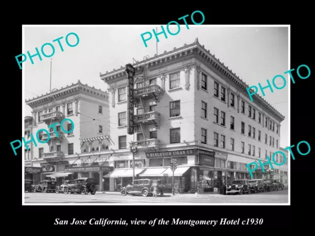 OLD LARGE HISTORIC PHOTO OF SAN JOSE CALIFORNIA THE MONTGOMERY HOTEL c1930