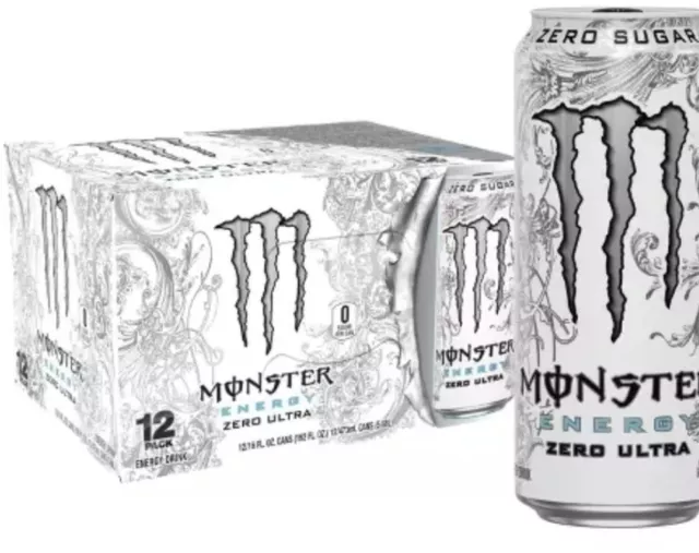 Monster Energy Zero Ultra, Sugar Free Energy Drink, 16 Ounce (Pack of 12)
