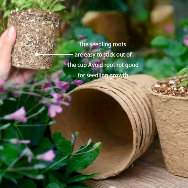 25pcs Round Fibre Pots Biodegradable Grow Plant Seed Seedling Propagation-// 5