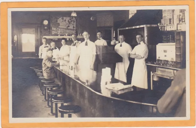 Real Photo Postcard RPPC - Cooks and Staff at Lunch Counter Walton New York