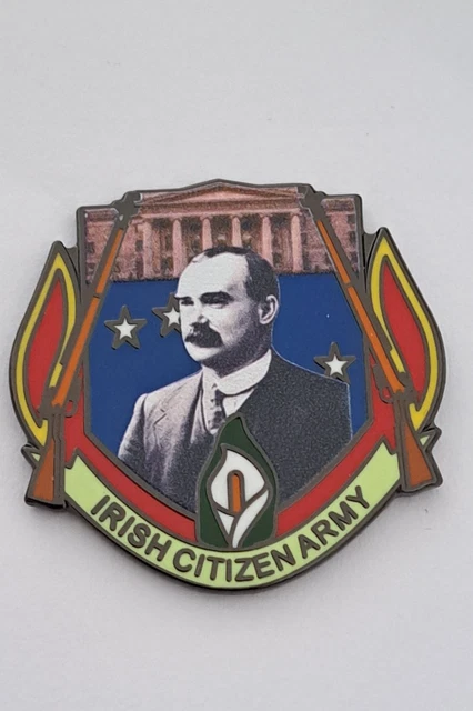 Badge Politico 1916 Spilla Smaltata Grande 40mm Giglio Di Pasqua - Simbolo Repubblicano Irlandese, Ribellione Del 1916, Tema Politico/nazionale Spilla Chanel Logo Cc - Foto 3