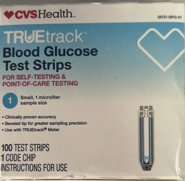 CVS HEALTH TRUE Track Blood Glucose 100 Test Strips Exp 07/21/ 2023