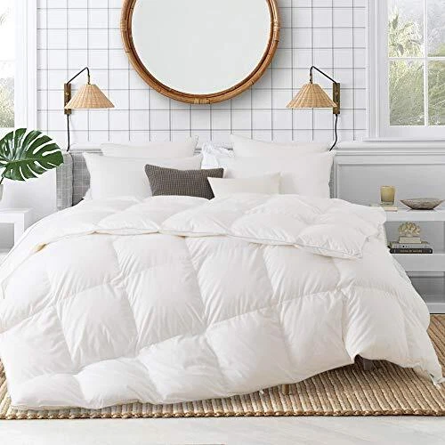 White Goose Down Duvet Insert-Baffle Box Design Comforter-Cozy Soft King