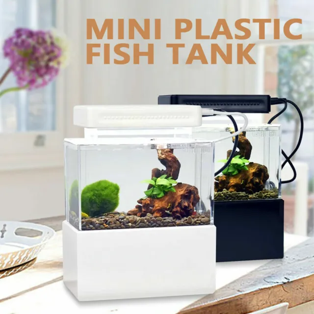 Small LED Lamp Aquarium Water Filtration Desktop Mini Fish Tank Aqua Kit Filter