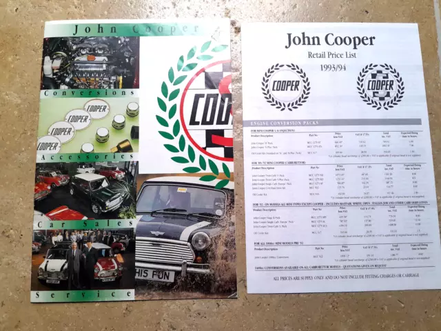 Classic Mini John Cooper Garages Conversion S Genuine Brochure Rare Works Rsp Si