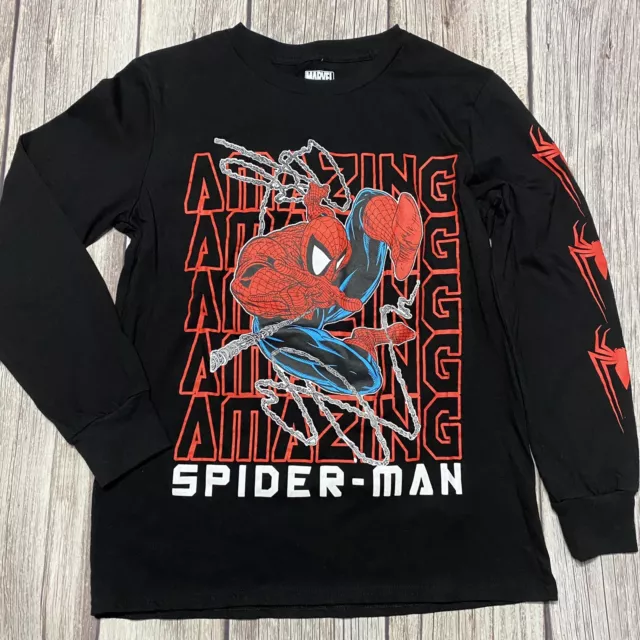 Marvel Amazing Spider-Man Shooting Web Black Long Sleeve Graphic Shirt Size L