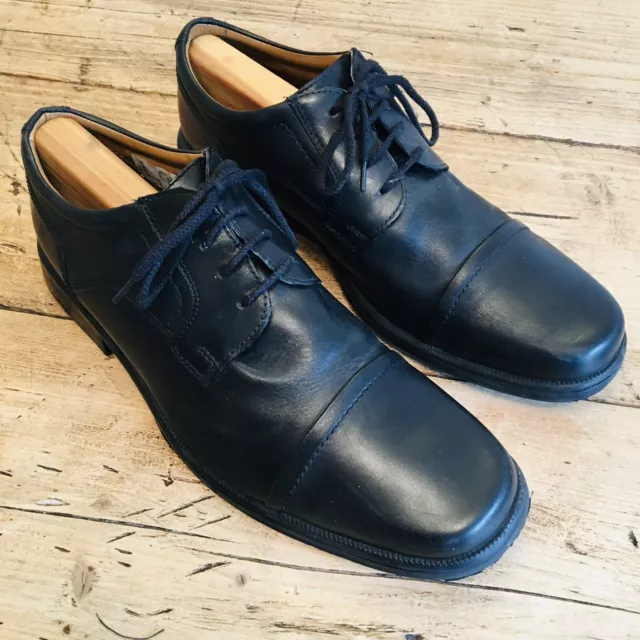 MENS CLARKS HUCKLEY Cap Black Leather Smart Oxford Lace Up Shoes