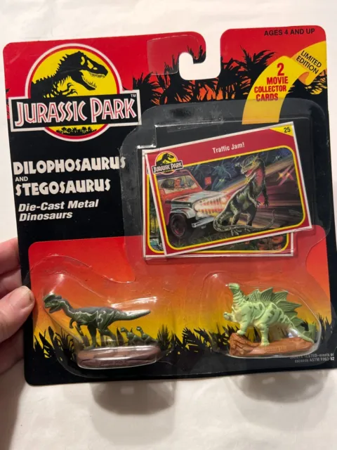 Kenner 1993 Jurassic Park Die Cast Dinosaurs Dilophosaurs & Stegosaurus NEW