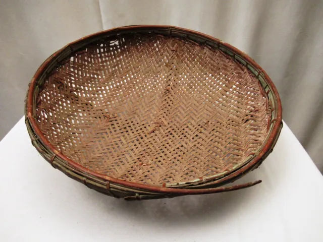 Antique Burmese Basketry Sieve For Rice And Sesame Farmhouse Kitchen Utensil "1 6