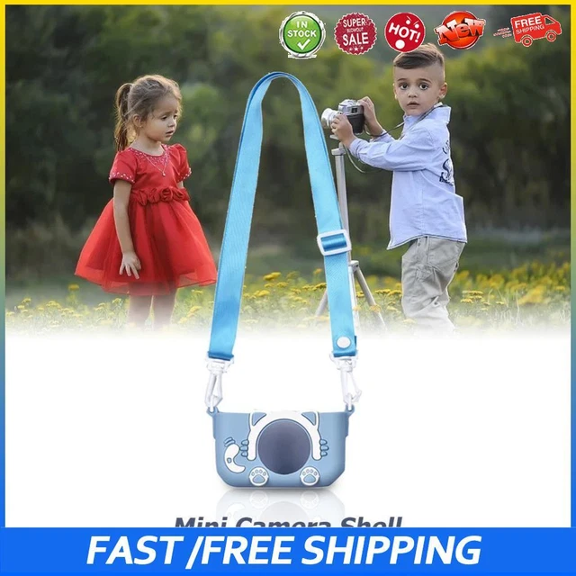 Portable Mini Cartoon Camera Cover Adjustable Silicone Shell (Blue Cat)