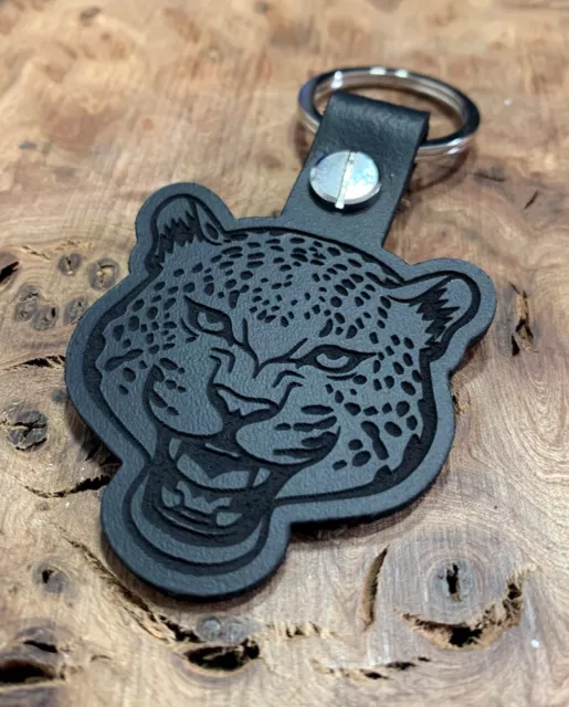 Jaguar BIG CAT Schlüsselring Schlüsselanhänger schwarz Leder Geschenk