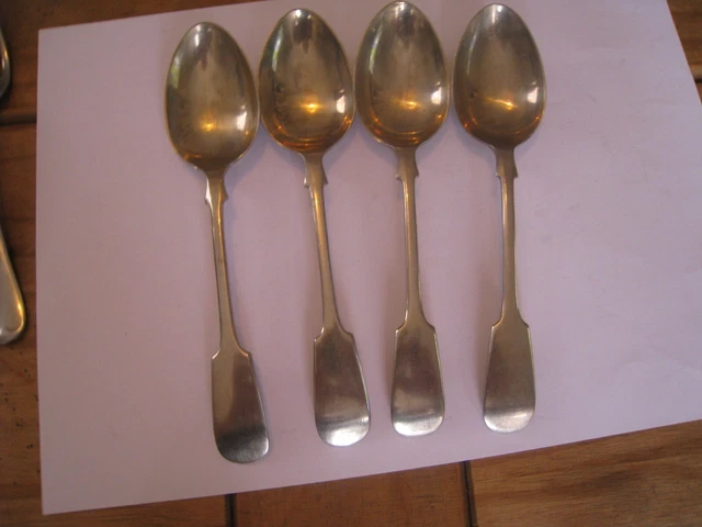 Set Of 4 Heavy Duty Silver Plated  Desert Spoons  Vgc